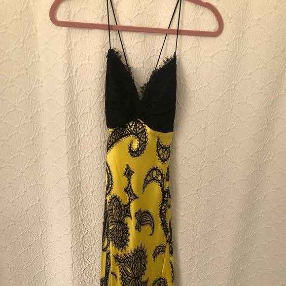Cache Yellow and black paisley formal dress - Picture 1 of 7